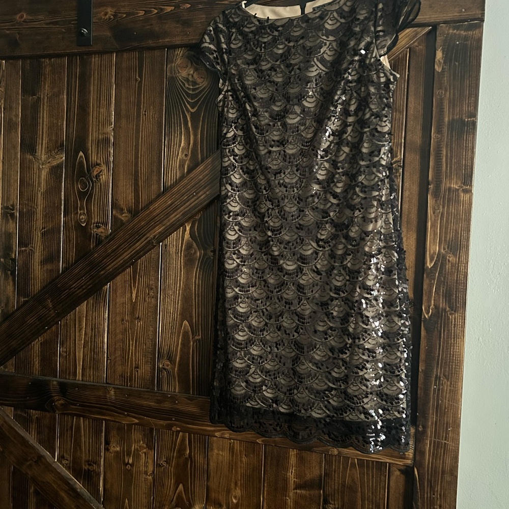 Jessica Howard Black Sequin Lace Mini Dress